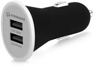 HyperGear Dual USB 2.4A Rubberized Vehicle Charger Gen-2 - Black HyperGear Dual USB 2.4A Rubberized Vehicle Charger Gen-2 - Black