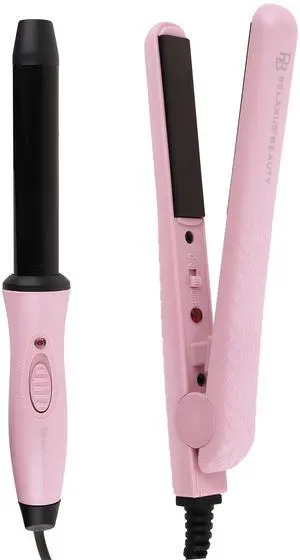 Relaxus Beauty Mini Straighten and Curl Styling Duo Set - Pink Blush Relaxus Beauty Mini Straighten and Curl Styling Duo Set - Pink Blush
