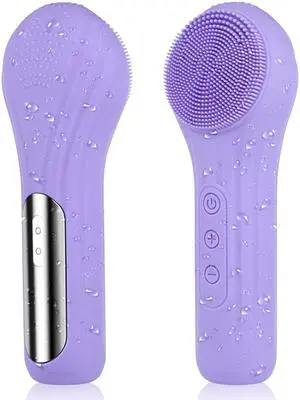 Vista AquaPulse Waterproof Silicone Facial Cleansing Brush - Vibrating Heated Face Scrubber - Purple Vista AquaPulse Waterproof Silicone Facial Cleansing Brush - Vibrating Heated Face Scrubber - Purple