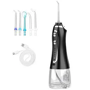 VYSN Cordless Rechargeable Water Dental Flosser - 5 Modes, 5 Nozzles, IPX7, 10.14oz Tank - Black VYSN Cordless Rechargeable Water Dental Flosser - 5 Modes, 5 Nozzles, IPX7, 10.14oz Tank - Black