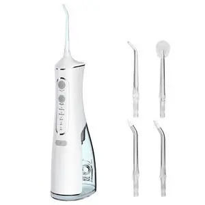 VYSN Portable Water Dental Flosser Cordless Rechargeable Dental Oral Irrigator IPX7 Waterproof Teeth Cleaner with 4 Modes 4 Nozzles 10.15oz - White VYSN Portable Water Dental Flosser Cordless Rechargeable Dental Oral Irrigator IPX7 Waterproof Teeth Cleaner with 4 Modes 4 Nozzles 10.15oz - White