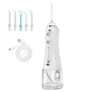 VYSN Cordless Rechargeable Water Dental Flosser - 5 Modes, 5 Nozzles, IPX7, 10.14oz Tank - White VYSN Cordless Rechargeable Water Dental Flosser - 5 Modes, 5 Nozzles, IPX7, 10.14oz Tank - White