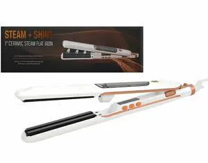 VYSN Steam + Shine 1" Ceramic Steam Flat Iron - White VYSN Steam + Shine 1" Ceramic Steam Flat Iron - White
