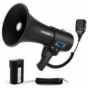 5 Core Megaphone 50W Bluetooth Rechargeable Portable Bullhorn 1100 Yards with Siren - Matte Black 5 Core Megaphone 50W Bluetooth Rechargeable Portable Bullhorn 1100 Yards with Siren - Matte Black