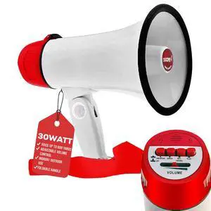 5 Core Megaphone 30W Bull Horn PA Speaker with 800 Yards Range Loud Siren Voice Amplifier Portable - Multi 5 Core Megaphone 30W Bull Horn PA Speaker with 800 Yards Range Loud Siren Voice Amplifier Portable - Multi