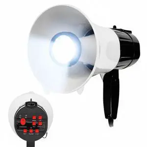 5 Core Megaphone 30W Bull Horn PA Speaker with 800 Yards Range Siren LED Light Loud Mini Megafono - White 5 Core Megaphone 30W Bull Horn PA Speaker with 800 Yards Range Siren LED Light Loud Mini Megafono - White