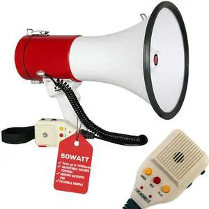 5 Core Megaphone 50W Bull Horn Professional PA Speaker with 1200 Yards Range Loud Siren Voice Amp - Multi 5 Core Megaphone 50W Bull Horn Professional PA Speaker with 1200 Yards Range Loud Siren Voice Amp - Multi