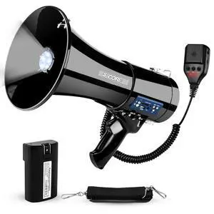 5 Core Megaphone 50W Bluetooth Rechargeable Portable Bullhorn 1100 Yards with Siren - Black 5 Core Megaphone 50W Bluetooth Rechargeable Portable Bullhorn 1100 Yards with Siren - Black
