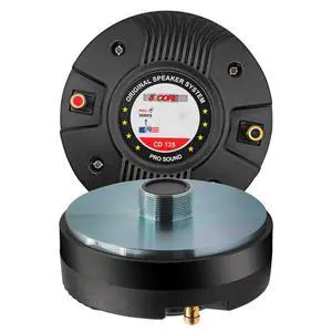 5 Core Compression Driver 300W RMS 8 Ohm Titanium Horn Throat Tweeter Speaker 18 Tpi Threading - Black 5 Core Compression Driver 300W RMS 8 Ohm Titanium Horn Throat Tweeter Speaker 18 Tpi Threading - Black