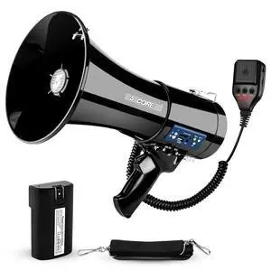 5 Core Megaphone 50W Bluetooth Rechargeable Portable Bullhorn 1100 Yards with Siren - Glossy Black 5 Core Megaphone 50W Bluetooth Rechargeable Portable Bullhorn 1100 Yards with Siren - Glossy Black
