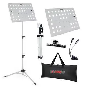5 Core MUS FLD HD ACC WH Music Stand For Sheet Music Height Adjustable Portable Folding with Light Clip for Guitar Players Violinists Cellists Pianists - White 5 Core MUS FLD HD ACC WH Music Stand For Sheet Music Height Adjustable Portable Folding with Light Clip for Guitar Players Violinists Cellists Pianists - White