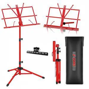 5 Core MUS FLD RED Music Stand Adjustable Desktop Book Stands Portable Sheet Holder All Metal Foldable Bookstand - Red 5 Core MUS FLD RED Music Stand Adjustable Desktop Book Stands Portable Sheet Holder All Metal Foldable Bookstand - Red