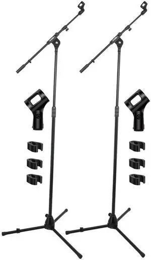 5 Core Mic Stand 2Pcs Adjustable Microphone Stands Floor with 180° Rotating Telescoping Metal Boom Arm - Black 5 Core Mic Stand 2Pcs Adjustable Microphone Stands Floor with 180° Rotating Telescoping Metal Boom Arm - Black