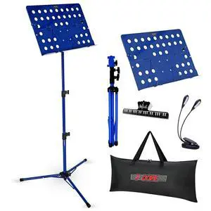 5 Core MUS FLD HD ACC BLU Music Stand For Sheet Music Height Adjustable Portable Folding with Light Clip for Guitar Players Violinists Cellists Pianists - Blue 5 Core MUS FLD HD ACC BLU Music Stand For Sheet Music Height Adjustable Portable Folding with Light Clip for Guitar Players Violinists Cellists Pianists - Blue