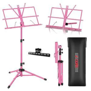 5 Core MUS FLD PNK Music Stand Adjustable Desktop Book Stands Portable Sheet Holder All Metal Foldable Bookstand - Pink 5 Core MUS FLD PNK Music Stand Adjustable Desktop Book Stands Portable Sheet Holder All Metal Foldable Bookstand - Pink