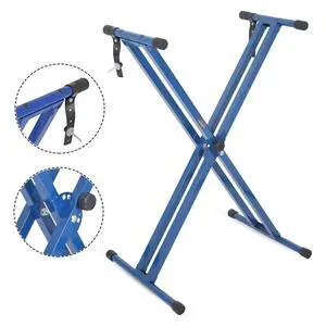 5 Core KS 2X Piano Keyboard Stand Double X Style Heavy Duty Adjustable Digital Electric Piano Riser Durable & Sturdy Music Synthesizer Holder Stands For 61 76 88 Keys with Secure Locking Strap - Blue 5 Core KS 2X Piano Keyboard Stand Double X Style Heavy Duty Adjustable Digital Electric Piano Riser Durable & Sturdy Music Synthesizer Holder Stands For 61 76 88 Keys with Secure Locking Strap - Blue