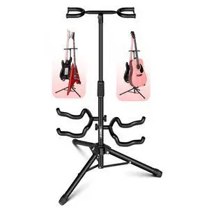 5 Core GSH 2N1 Guitar Stand Adjustable Double Guitars Stands Floor with Neck Holder Universal Supports for Acoustic Electric Classic Bass Instrument Folding Portable - Black 5 Core GSH 2N1 Guitar Stand Adjustable Double Guitars Stands Floor with Neck Holder Universal Supports for Acoustic Electric Classic Bass Instrument Folding Portable - Black