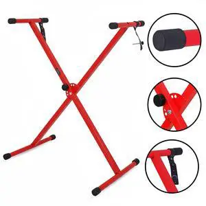 5 Core Keyboard Stand X Shape Adjustable Foldable Portable Key Board Stands with Locking Strap - Red 5 Core Keyboard Stand X Shape Adjustable Foldable Portable Key Board Stands with Locking Strap - Red