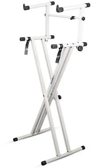 5 Core 2 Tier Keyboard Stand Double X Style Adjustable Electric Piano Riser Holder - White 5 Core 2 Tier Keyboard Stand Double X Style Adjustable Electric Piano Riser Holder - White