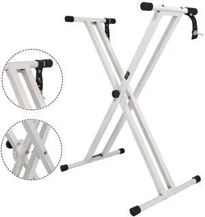 5 Core KS 2X Piano Keyboard Stand Double X Style Heavy Duty Adjustable Digital Electric Piano Riser Durable & Sturdy Music Synthesizer Holder Stands For 61 76 88 Keys with Secure Locking Strap - White 5 Core KS 2X Piano Keyboard Stand Double X Style Heavy Duty Adjustable Digital Electric Piano Riser Durable & Sturdy Music Synthesizer Holder Stands For 61 76 88 Keys with Secure Locking Strap - White