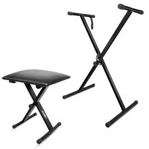 5 Core Keyboard Stand Single X Style Piano Riser Adjustable Holder + Keyboard Stool Thick Padded Piano Bench KS 1X Blk+Kbb 02 Blk - Black 5 Core Keyboard Stand Single X Style Piano Riser Adjustable Holder + Keyboard Stool Thick Padded Piano Bench KS 1X Blk+Kbb 02 Blk - Black