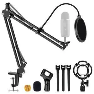 5 Core Microphone Arm Stand Upgraded Adjustable Suspension Boom Scissor Arm Mic Holder with Pop Filter 3/8" to 5/8" Adapter Mic Clip Shock Mount Cable Ties Arm Set 16 - Black 5 Core Microphone Arm Stand Upgraded Adjustable Suspension Boom Scissor Arm Mic Holder with Pop Filter 3/8" to 5/8" Adapter Mic Clip Shock Mount Cable Ties Arm Set 16 - Black