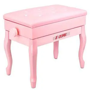 5 Core PNB WD HD PNK Piano Bench Wooden Height Adjustable Stool Heavy Duty Keyboard Seat with Storage - Pink 5 Core PNB WD HD PNK Piano Bench Wooden Height Adjustable Stool Heavy Duty Keyboard Seat with Storage - Pink