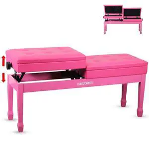 5 Core PNB DT PNK Duet Piano Bench 3.5 Inch Padded Cushioned Stool Wooden Heavy Duty Musician Chair Height Adjustable Double Keyboard Seat with Storage Nonslip - Pink 5 Core PNB DT PNK Duet Piano Bench 3.5 Inch Padded Cushioned Stool Wooden Heavy Duty Musician Chair Height Adjustable Double Keyboard Seat with Storage Nonslip - Pink
