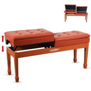 5 Core PNB DT CML BRWN Duet Piano Bench 3.5 Inch Padded Cushioned Stool Wooden Heavy Duty Musician Chair Height Adjustable Double Keyboard Seat with Storage Nonslip Leg - Brown 5 Core PNB DT CML BRWN Duet Piano Bench 3.5 Inch Padded Cushioned Stool Wooden Heavy Duty Musician Chair Height Adjustable Double Keyboard Seat with Storage Nonslip Leg - Brown
