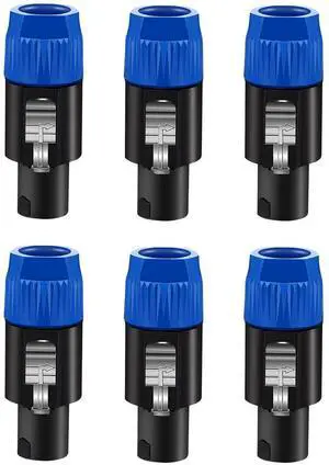 5 Core SPKN BLU 6PCS 4 Pole Speakon Connector 6 Pieces with Twist Lock Audio Jack Male Plug Loud Speaker to Amplifier Plug - 4 Conductor Speak-On Cable Adapter Replacement - Blue 5 Core SPKN BLU 6PCS 4 Pole Speakon Connector 6 Pieces with Twist Lock Audio Jack Male Plug Loud Speaker to Amplifier Plug - 4 Conductor Speak-On Cable Adapter Replacement - Blue