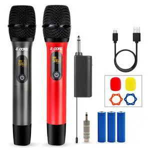 5 Core WM UHF 02 Wireless Microphones Pair UHF Professional Handheld Inalambricos Dual Cordless Mic System for Karaoke Singing Wedding DJ Party Speech Church - Multicolor 5 Core WM UHF 02 Wireless Microphones Pair UHF Professional Handheld Inalambricos Dual Cordless Mic System for Karaoke Singing Wedding DJ Party Speech Church - Multicolor