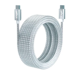Xyst Braided USB-C to USB-C Charge and Sync Cable 10Ft - Silver Xyst Braided USB-C to USB-C Charge and Sync Cable 10Ft - Silver