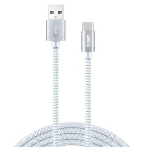 Xyst Charge and Sync USB to USB-C Braided Cable 10Ft White - White Xyst Charge and Sync USB to USB-C Braided Cable 10Ft White - White