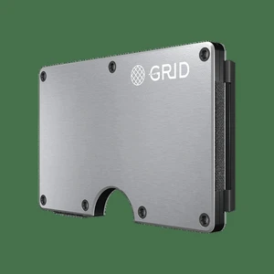GRID Wallet Silver Aluminum Money Clip Wallet, Slim Metal RFID Card Holder, Minimalist Front Pocket Wallet - Silver GRID Wallet Silver Aluminum Money Clip Wallet, Slim Metal RFID Card Holder, Minimalist Front Pocket Wallet - Silver