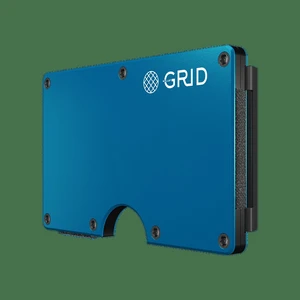 GRID Wallet Blue Aluminum Money Clip Wallet, Slim Metal RFID Card Holder, Minimalist Front Pocket Wallet - Blue GRID Wallet Blue Aluminum Money Clip Wallet, Slim Metal RFID Card Holder, Minimalist Front Pocket Wallet - Blue