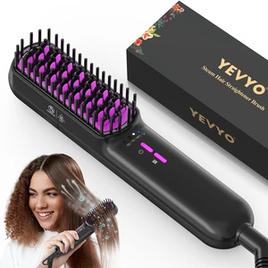Tesco Hair Straightener Brush, Ionic Plus Steam Straightening Brush for Smooth, Anti-frizz Hair, Anti-Scald Ceramic Straightening Comb, Heated Straightener Brush Flat Iron Fast Heating for Home Salon Tesco Hair Straightener Brush, Ionic Plus Steam Straightening Brush for Smooth, Anti-frizz Hair, Anti-Scald Ceramic Straightening Comb, Heated Straightener Brush Flat Iron Fast Heating for Home Salon