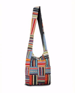Kathmandu Collection Patchwork Striped Hobo Bag - Multi Kathmandu Collection Patchwork Striped Hobo Bag - Multi