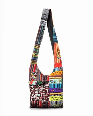 Kathmandu Collection Tribal Stripe Patchwork Hobo Bag - Multi Kathmandu Collection Tribal Stripe Patchwork Hobo Bag - Multi