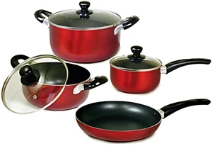 Better Chef 7-Piece Aluminum Non-Stick Cookware Set Metallic - Red Better Chef 7-Piece Aluminum Non-Stick Cookware Set Metallic - Red