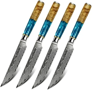 Seido Knives Executive Straight Edge Steak Knives, 4-Piece - Resin Blue Seido Knives Executive Straight Edge Steak Knives, 4-Piece - Resin Blue
