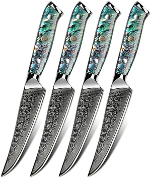 Seido Knives Awabi Straight Edge Steak Knives, 4-Piece - Resin Blue Seido Knives Awabi Straight Edge Steak Knives, 4-Piece - Resin Blue