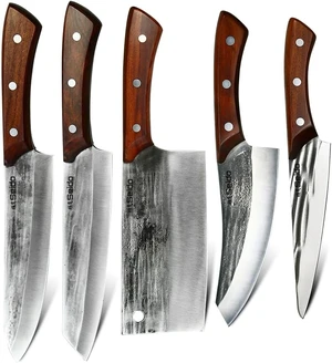 Seido Knives Caveman Butcher Knife Set, 5-Piece - Brown Seido Knives Caveman Butcher Knife Set, 5-Piece - Brown