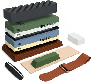 Seido Knives Professional Whetstone Set, Knife Sharpening Stone Kit - Gray Seido Knives Professional Whetstone Set, Knife Sharpening Stone Kit - Gray