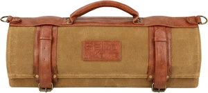 Seido Knives Classic Knife Roll Bag, Heavy Duty Canvas & Leather - Brown Seido Knives Classic Knife Roll Bag, Heavy Duty Canvas & Leather - Brown