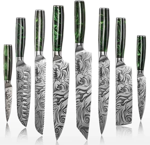 Seido Knives Tengoku 8-Piece Chef Knife Set - Green Seido Knives Tengoku 8-Piece Chef Knife Set - Green