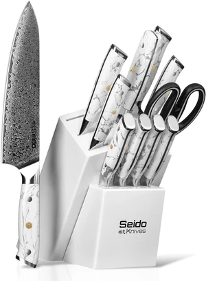Seido Knives 12-Piece Takoizu Knife Block Set - White Seido Knives 12-Piece Takoizu Knife Block Set - White