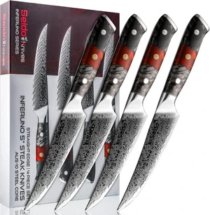 Seido Knives Inferuno 4-Piece Steak Knife Set - Black Seido Knives Inferuno 4-Piece Steak Knife Set - Black