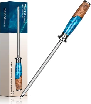 Seido Knives Executive 8" Sharpening Rod - Brown and Blue Seido Knives Executive 8" Sharpening Rod - Brown and Blue
