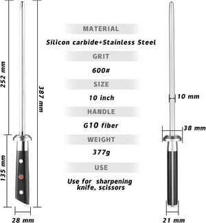 Seido Knives Shujin 10" Sharpening Rod - Black Seido Knives Shujin 10" Sharpening Rod - Black