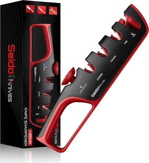 Seido Knives 4-Stage Knife Sharpener - Black/Red Seido Knives 4-Stage Knife Sharpener - Black/Red